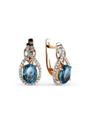 14k rose gold blue topaz earrings