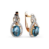 14k rose gold blue topaz earrings