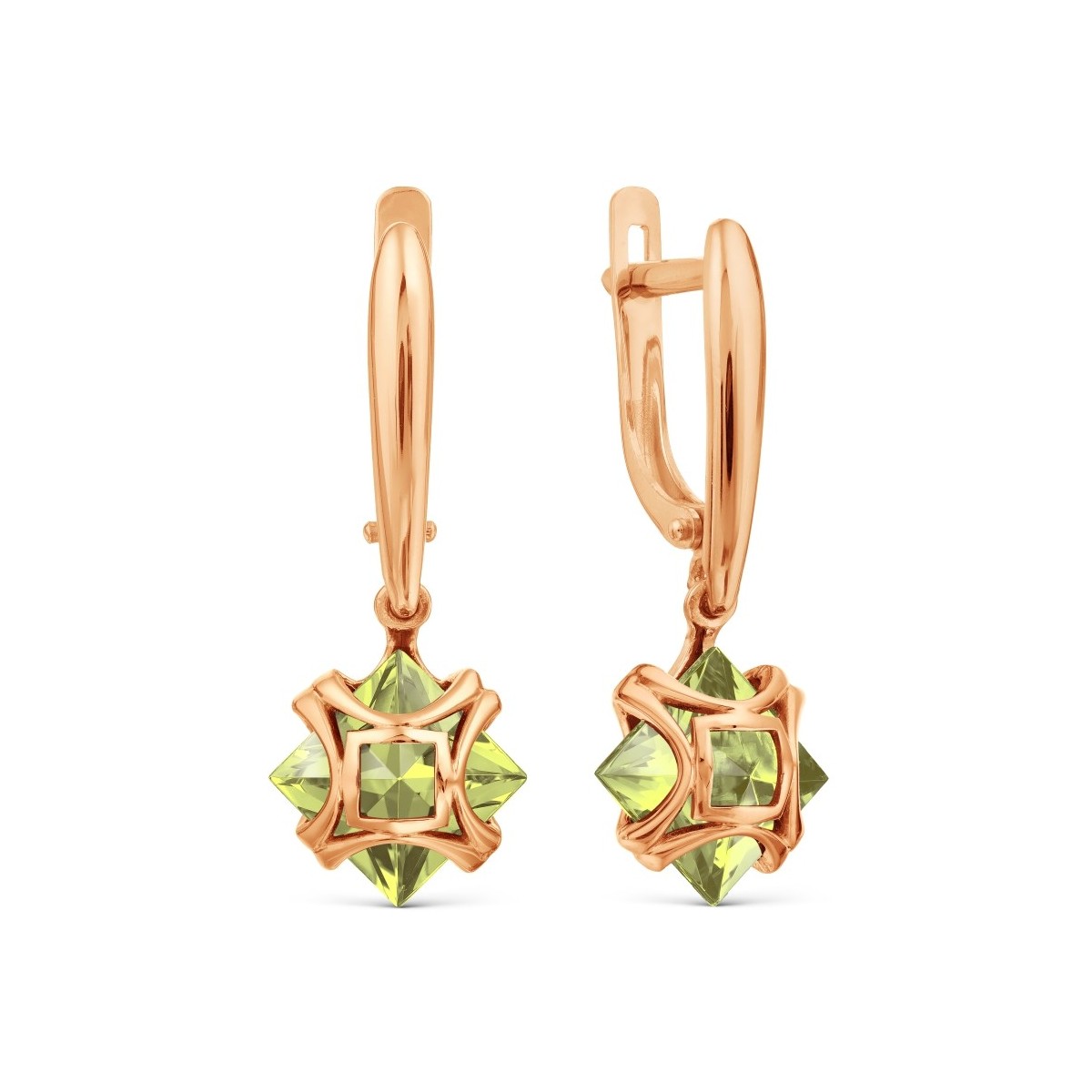 Rose gold and hot sale green earrings