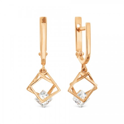 Rose Gold 14ct Cece Geometric Drop Dangle Earrings