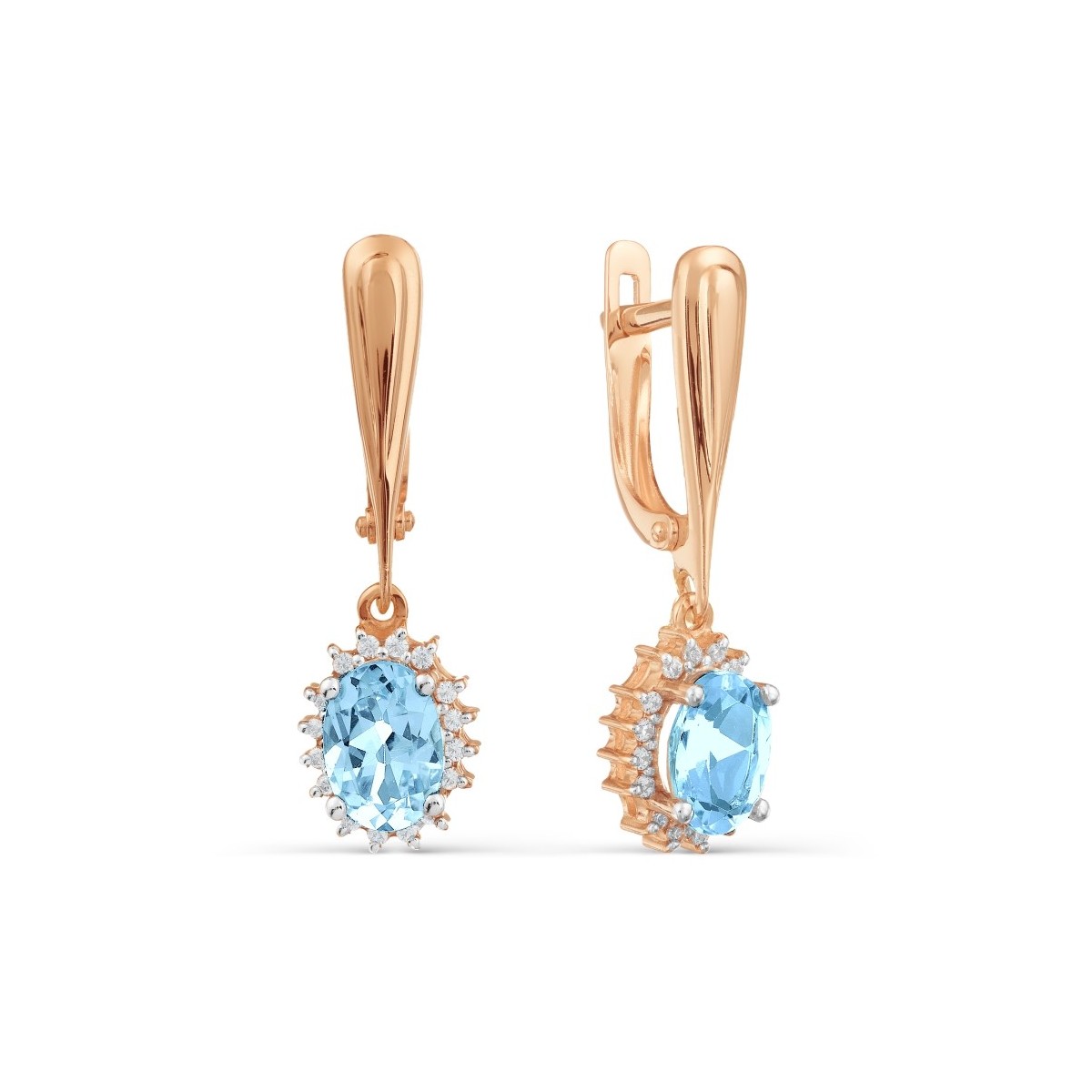 585 Rose Gold 14k Blue Topaz Drop Dangle Earrings