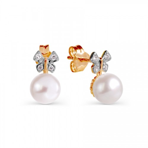 585 Rose Gold 14k Pearl Bow...