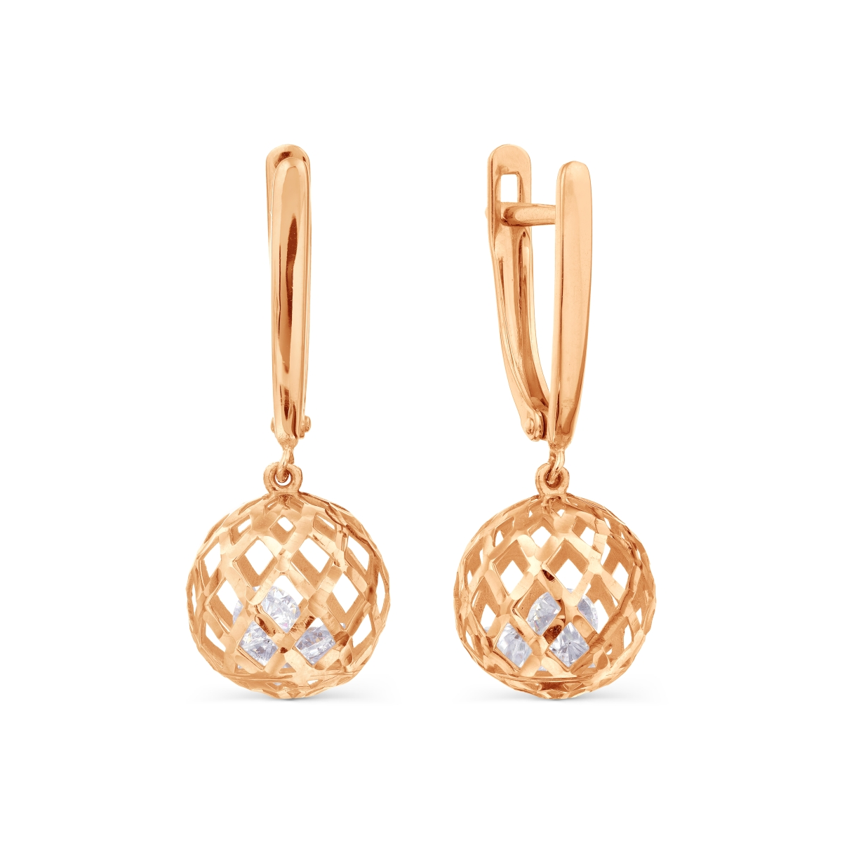 Rose Gold 14k Disco ball Earrings